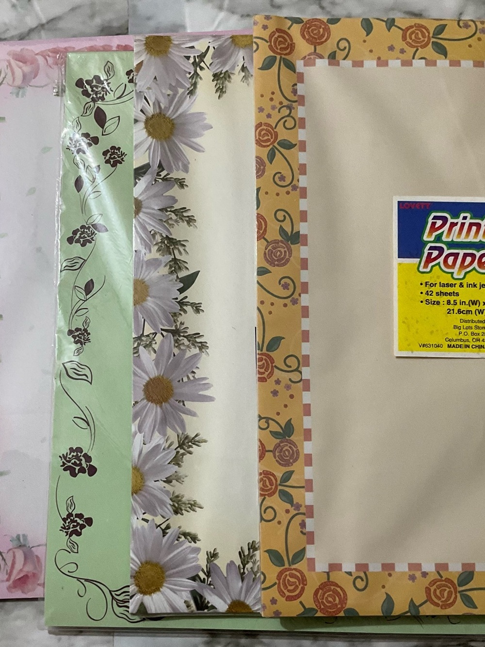 Stationery with Decorative Floral Border Assortment - Multi-Color 4 Packs